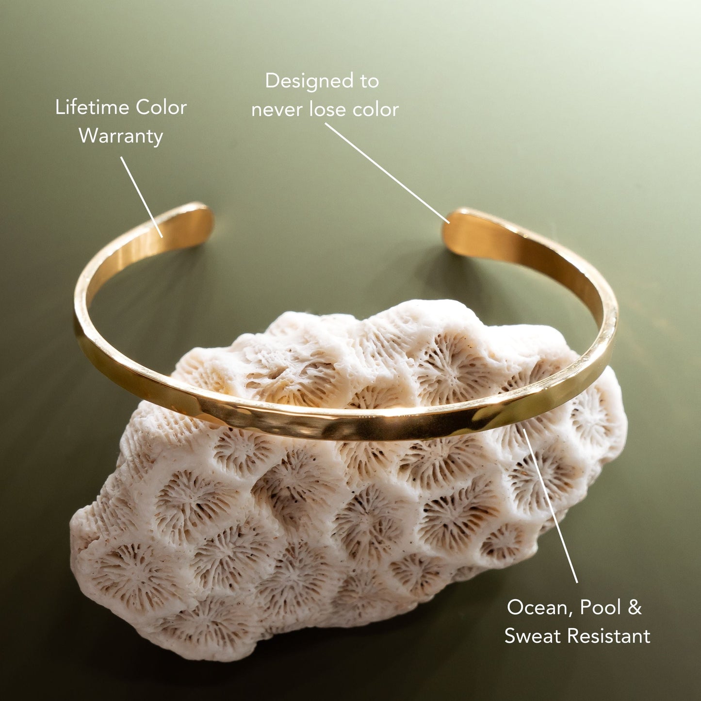 Damen Armreif Gold gehämmert verstellbar wasserfest hypoallergen Edelstahl