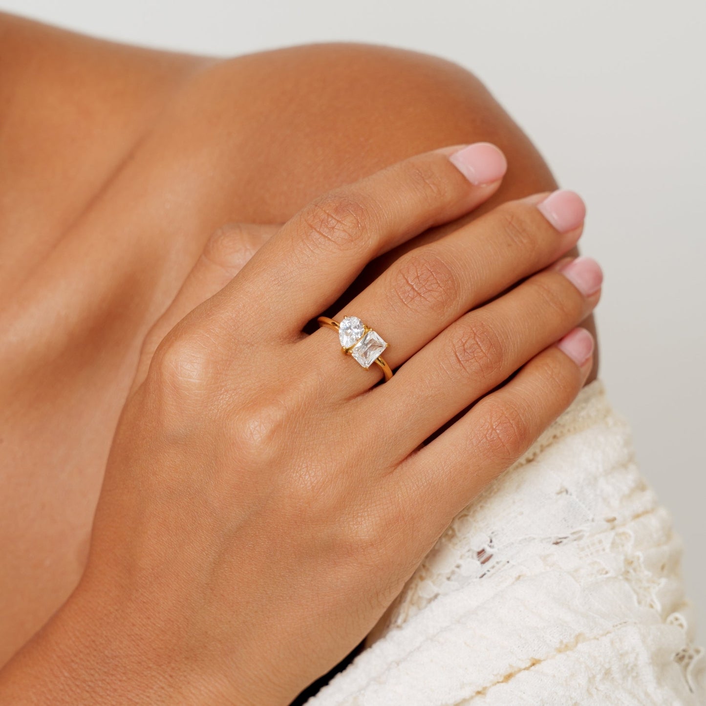 Damen personalisierter Geburtsstein Ring gold Zirkonia Edelstahl