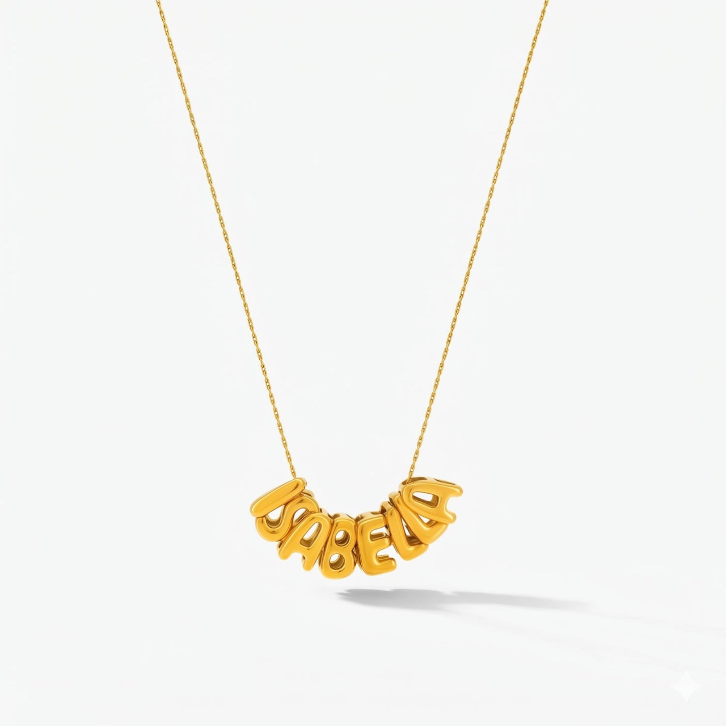 Damen Bubble Buchstaben Kette Gold personalisiert mit Initialen wasserfest