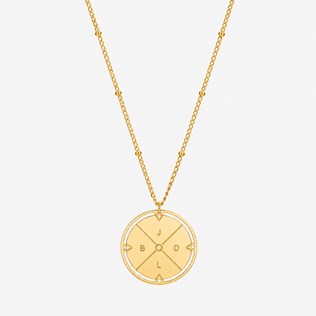 Damen Kompass Kette Gold personalisiert mit 4 Initialen wasserfest Edelstahl