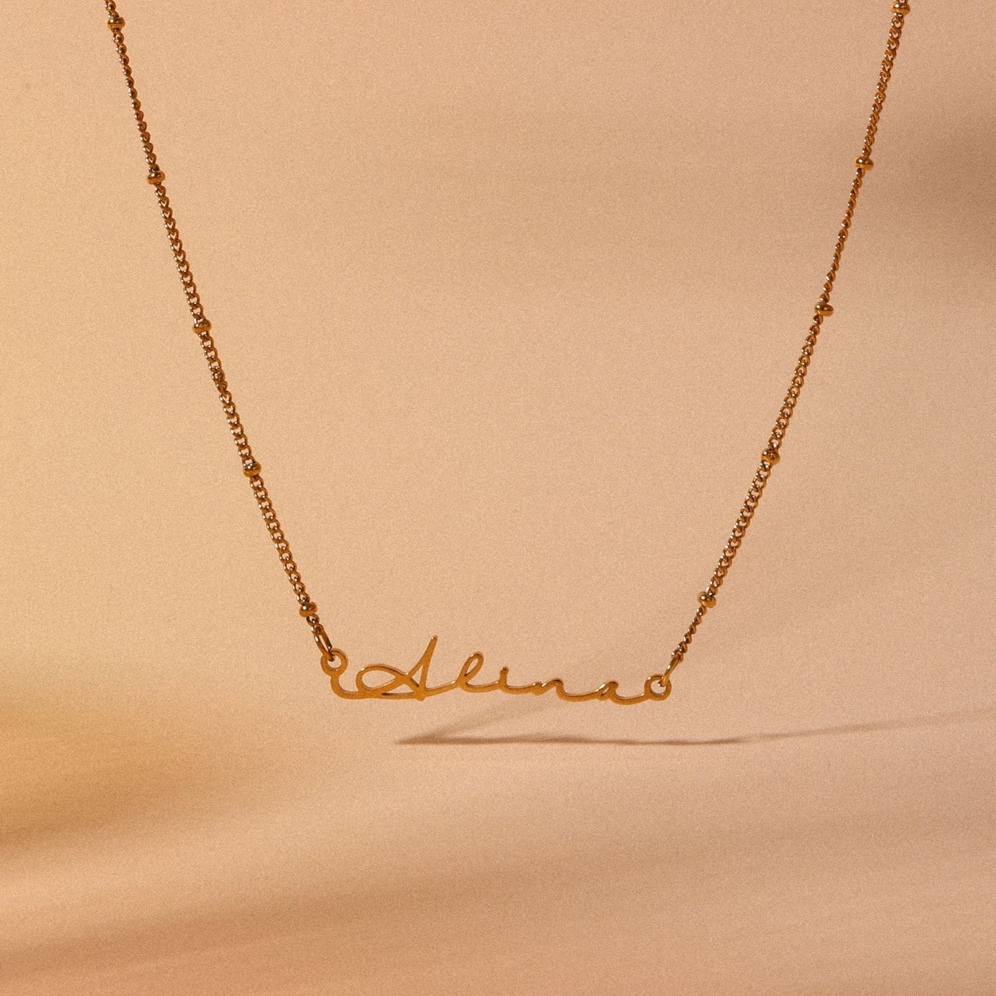 Damen Namens Halskette Gold personalisiert wasserfest Beaded Chain