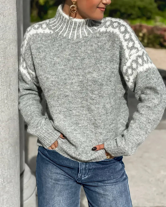 Warmer Strickpullover mit Norwegermuster