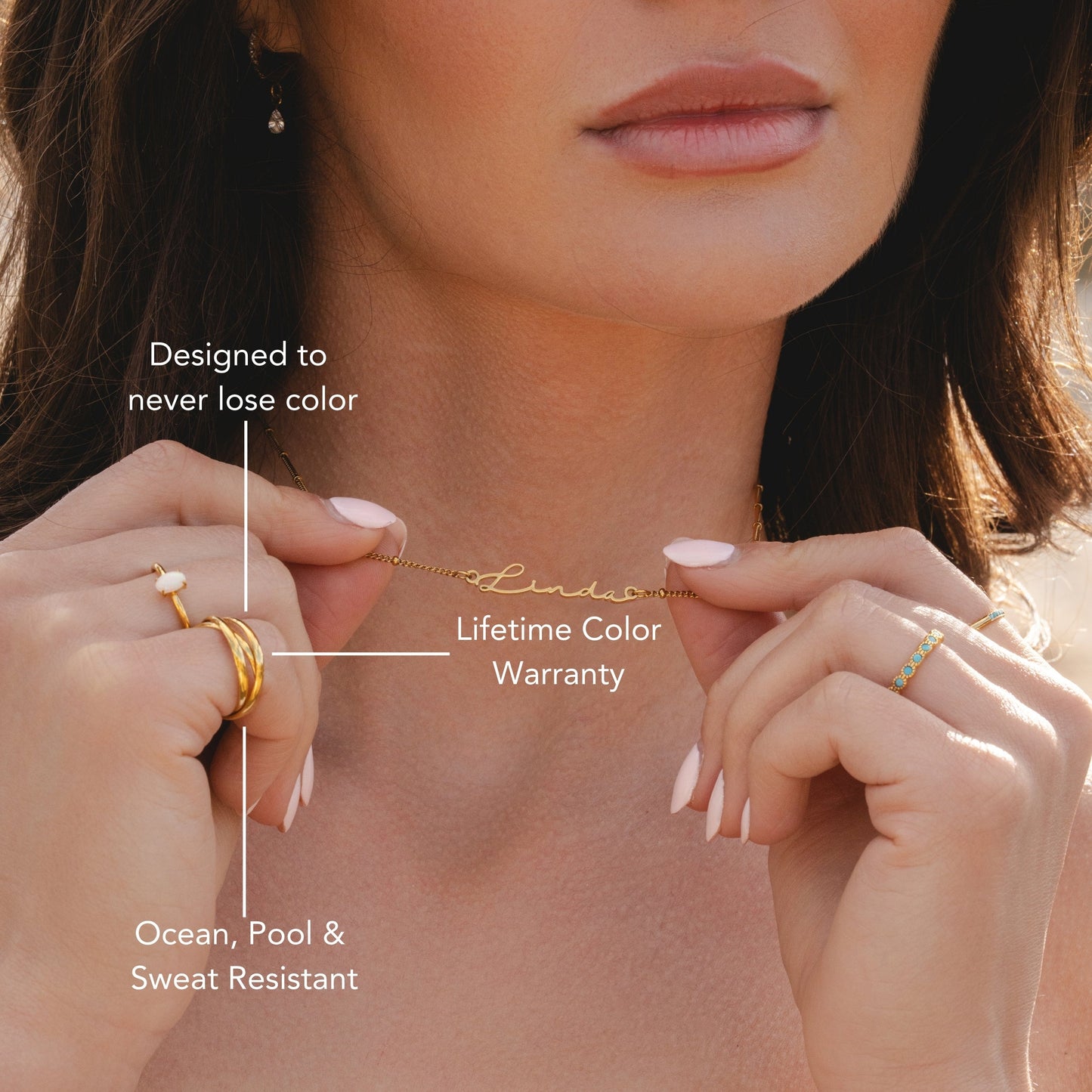 Damen Ring Gold 3 Bänder wasserfest hypoallergen