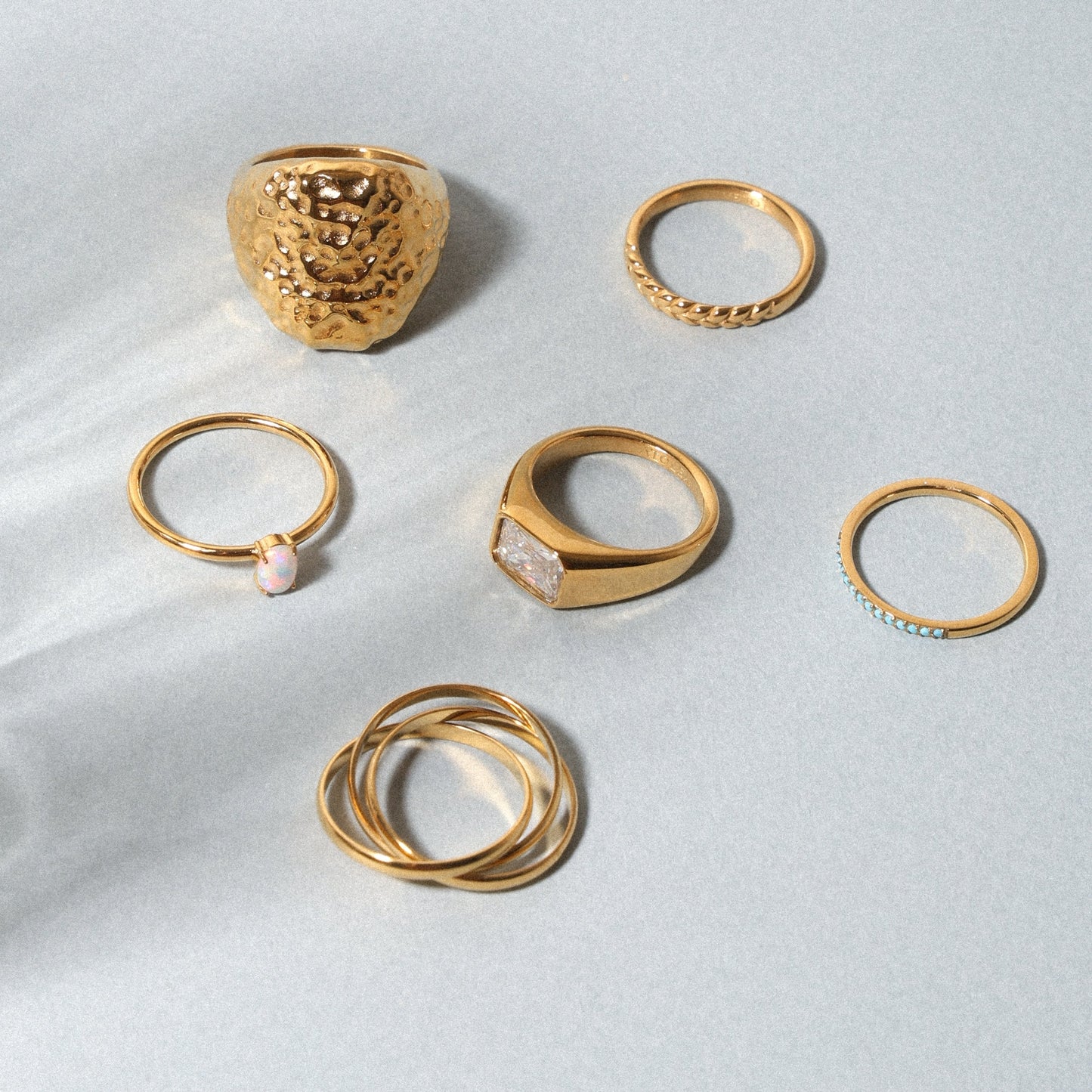 Damen Ring Türkis Gold schmal wasserfest hypoallergen