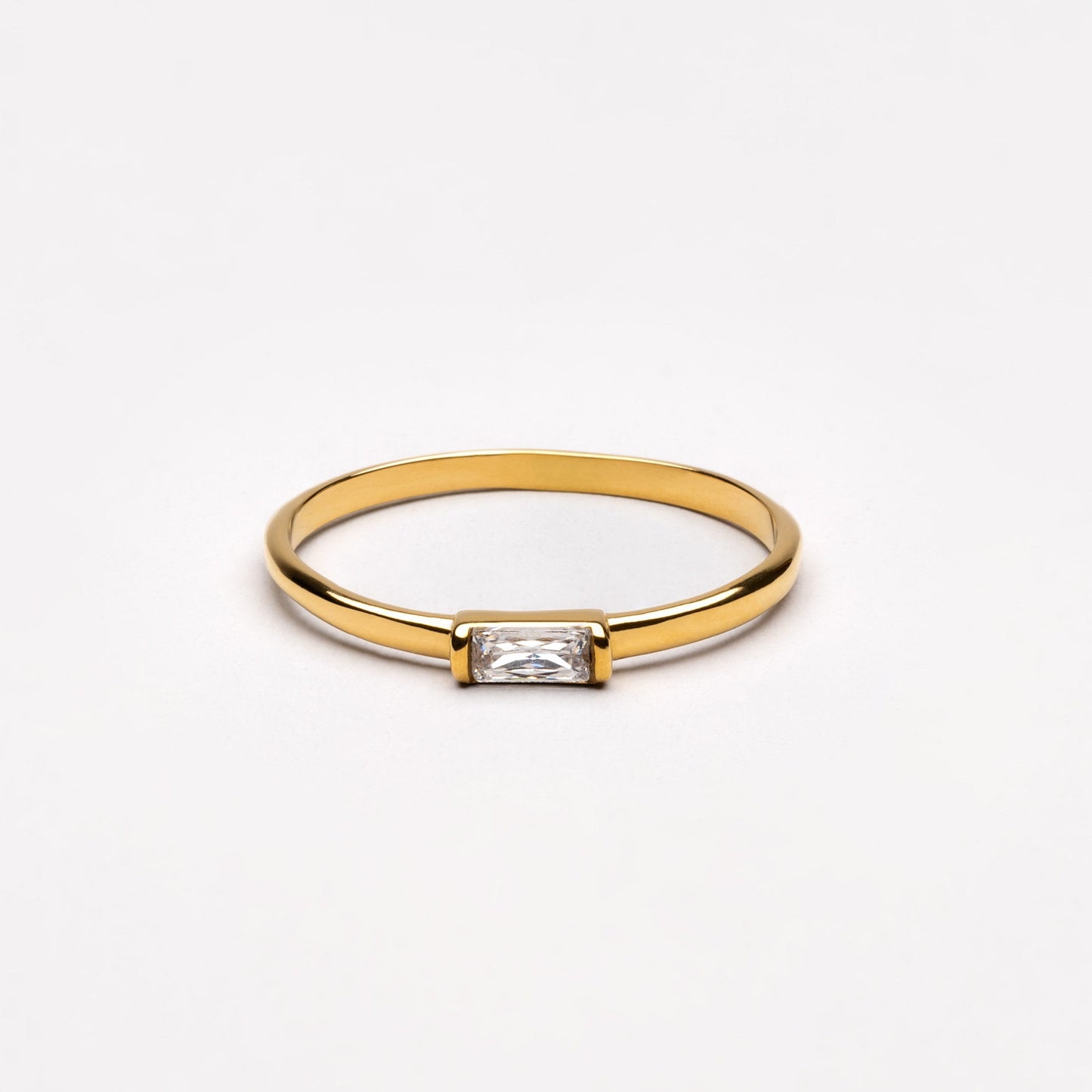 Damen Ring Gold mit Zirkon Stein, schmal, wasserfest, hypoallergen
