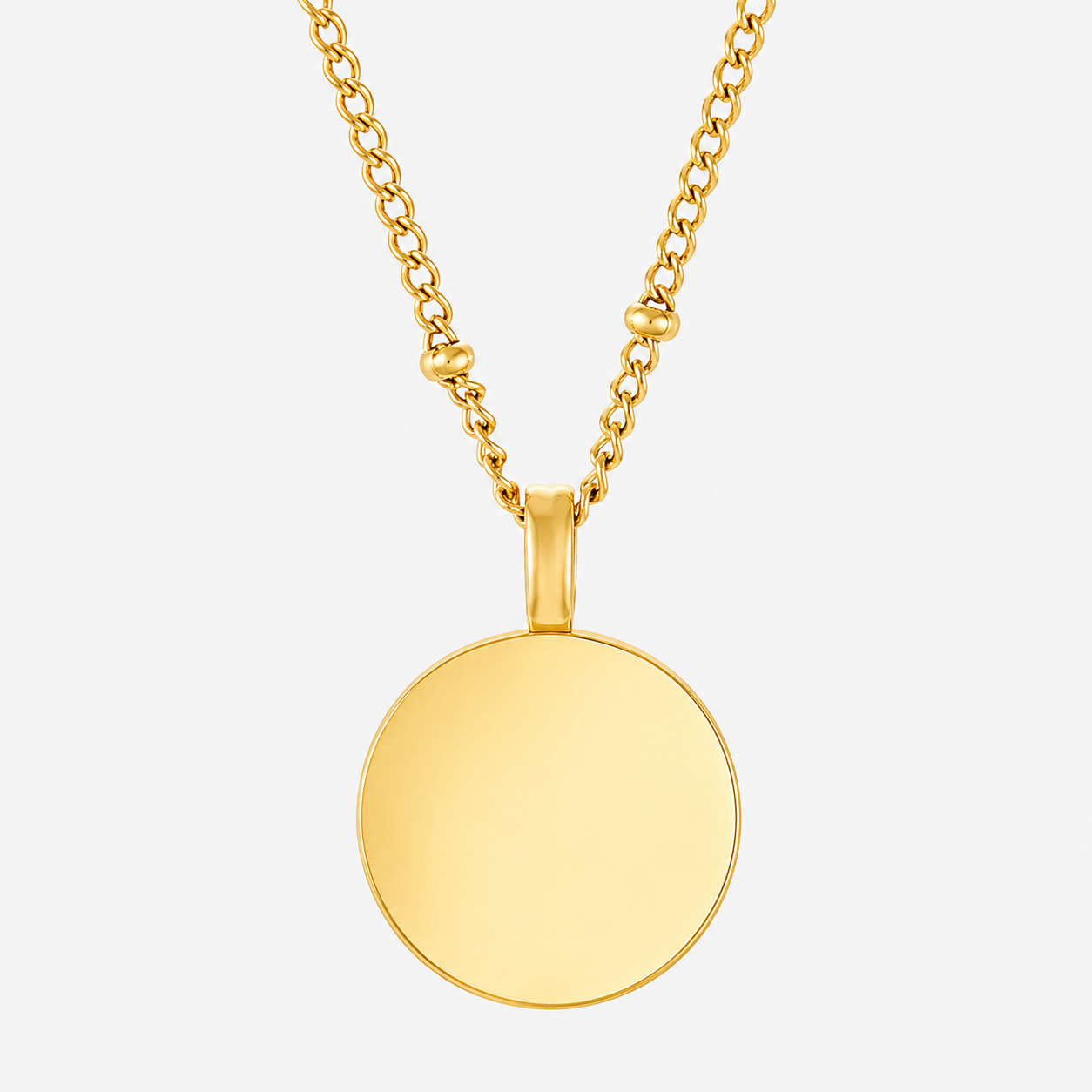 Damen Halskette Gold personalisiert mit Gravur, zarter Medaillon-Anhänger