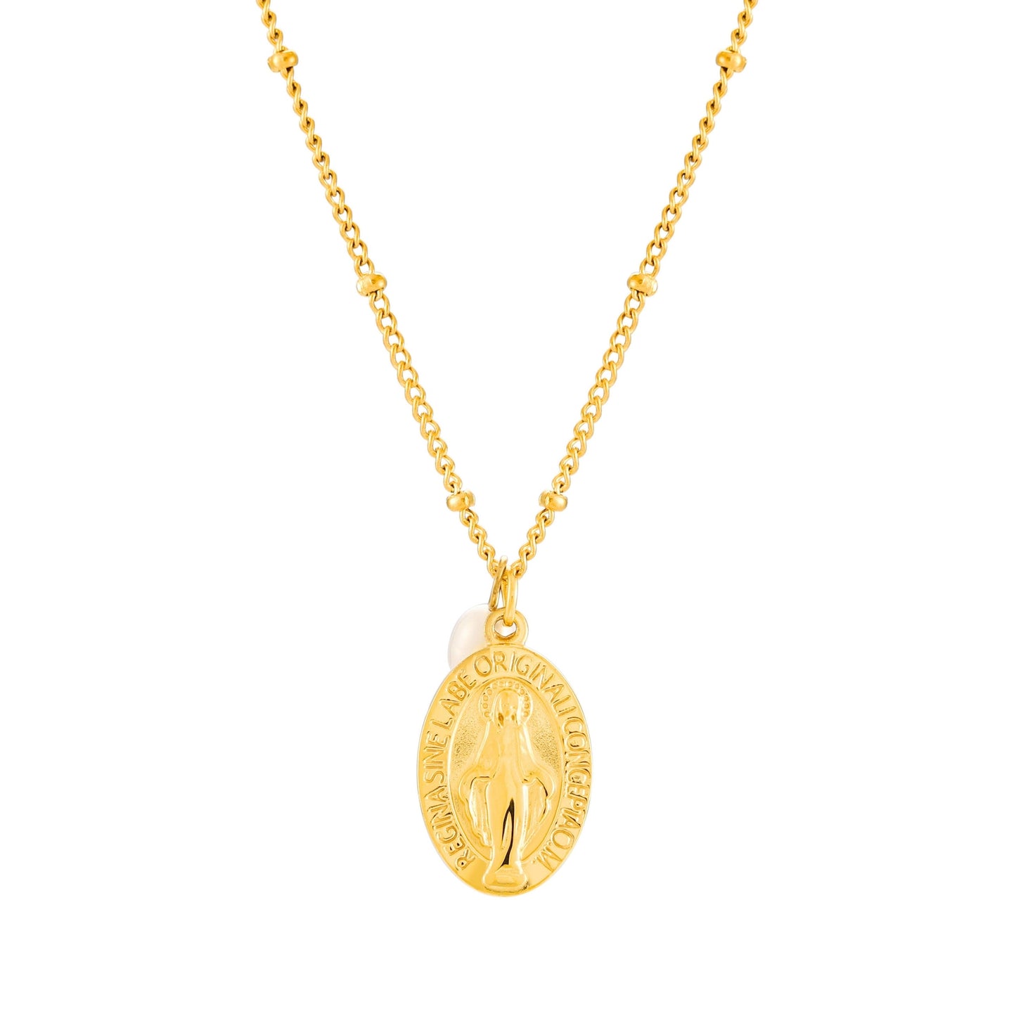 Damen Kreuz Halskette Gold mit Süßwasserperle wasserfest Beaded Chain