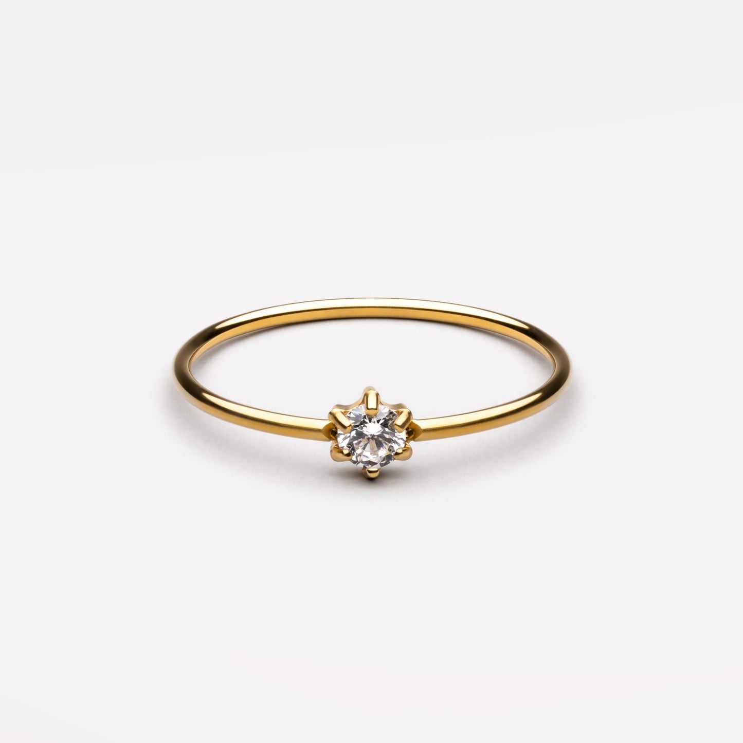 Damen Ring Gold Moissanit 1 mm wasserfest hypoallergen