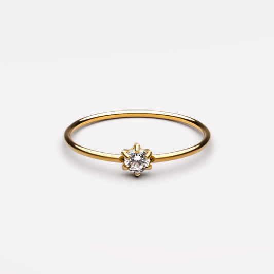 Damen Ring Gold Moissanit 1 mm wasserfest hypoallergen