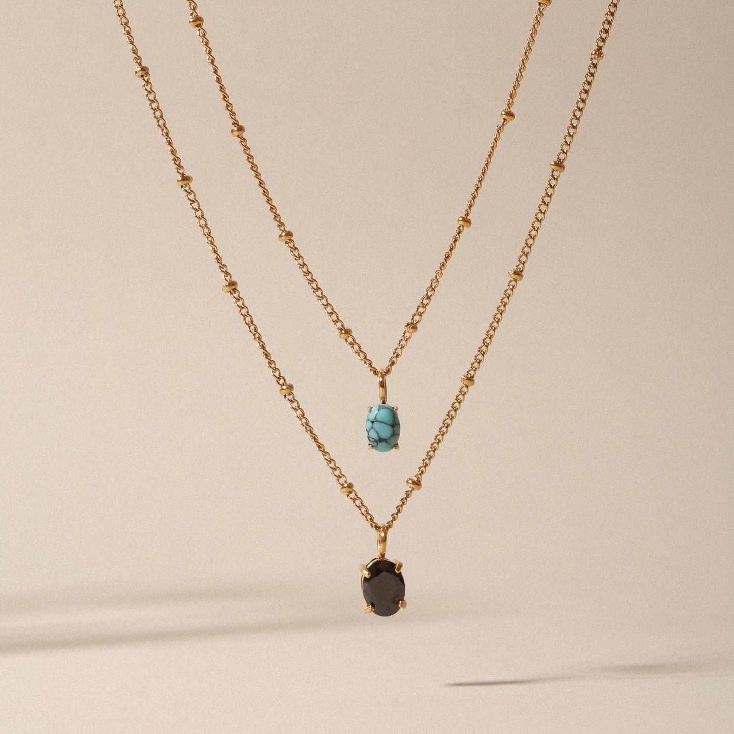 Damen Türkis Halskette Gold wasserfest mit Anhänger Beaded Chain