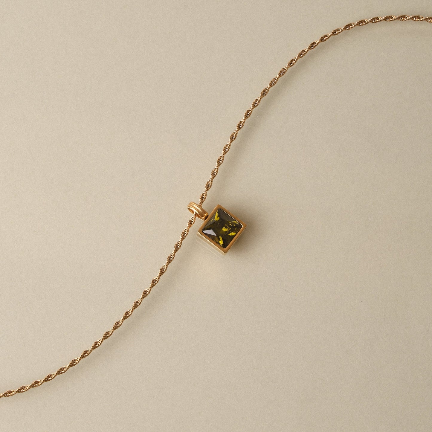 Damen Grüne Halskette Gold mit Zirkon Anhänger wasserfest Rope Chain