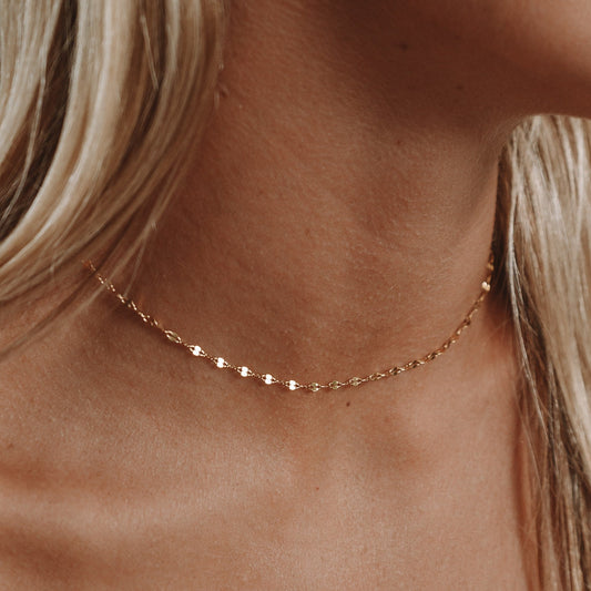 Damen Choker Halskette Gold filigran verstellbar wasserdicht hypoallergen