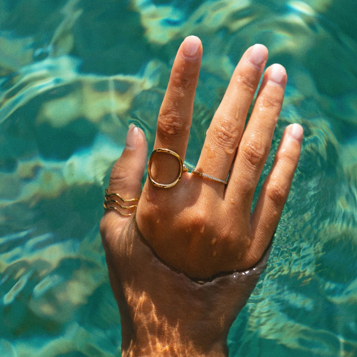 Damen Ring Gold wasserfest mit Zirkonia hypoallergen