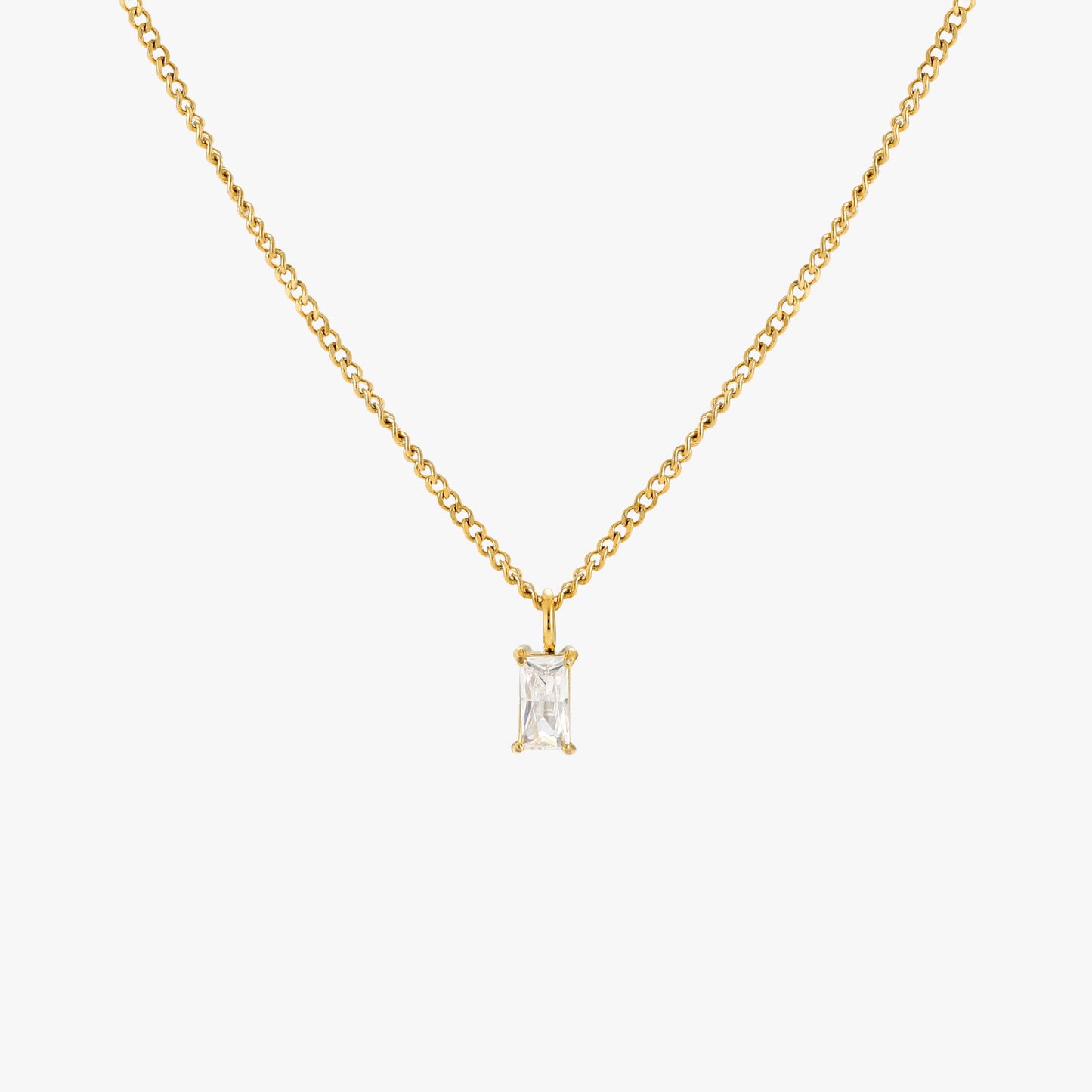 Damen Halskette Gold Kristall Anhänger Zirkonia wasserdicht hypoallergen
