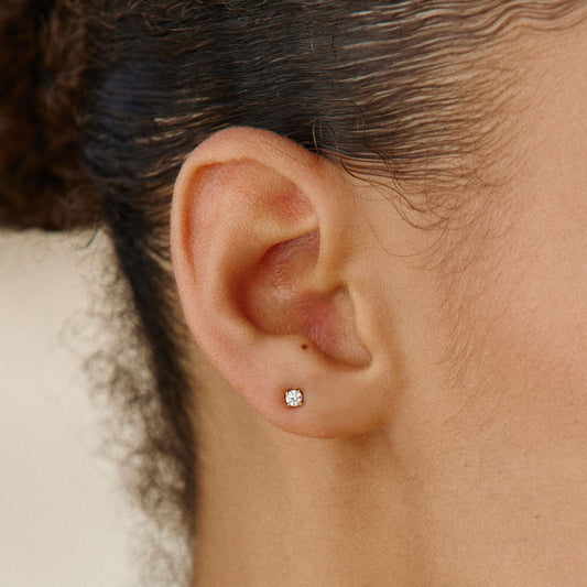 Damen Zirkonia Ohrstecker gold Edelstahl wasserfest hypoallergen