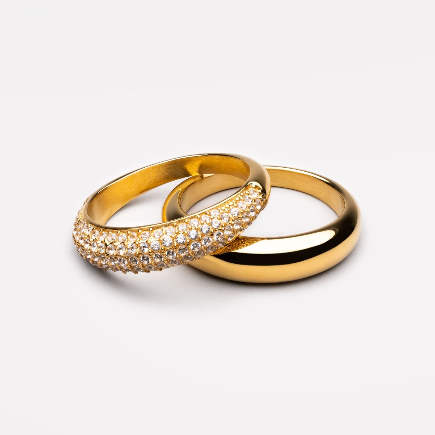 Damen Ring Set Gold mit Zirkon, wasserfest, hypoallergen