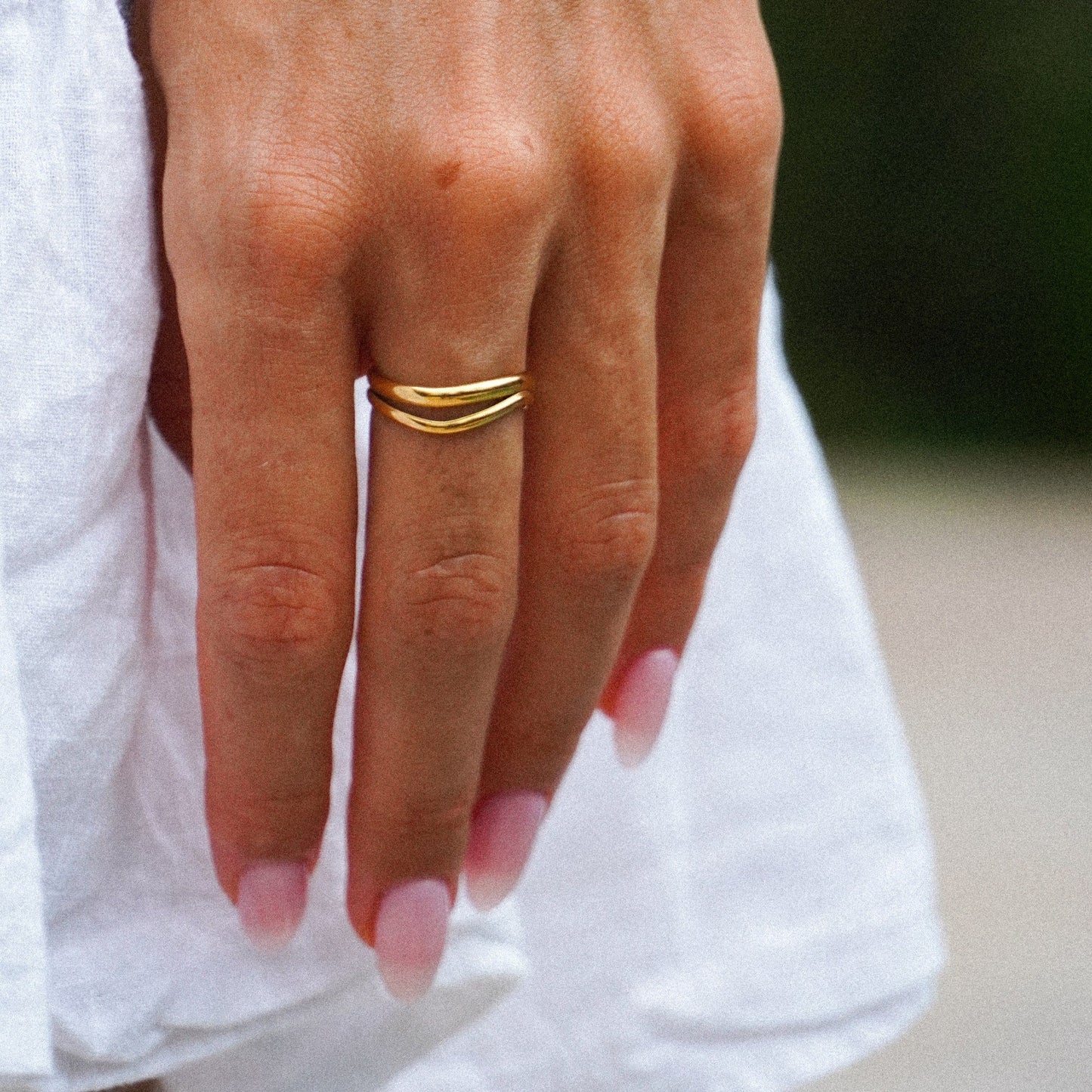 Damen Doppelring Gold wasserfest hypoallergen
