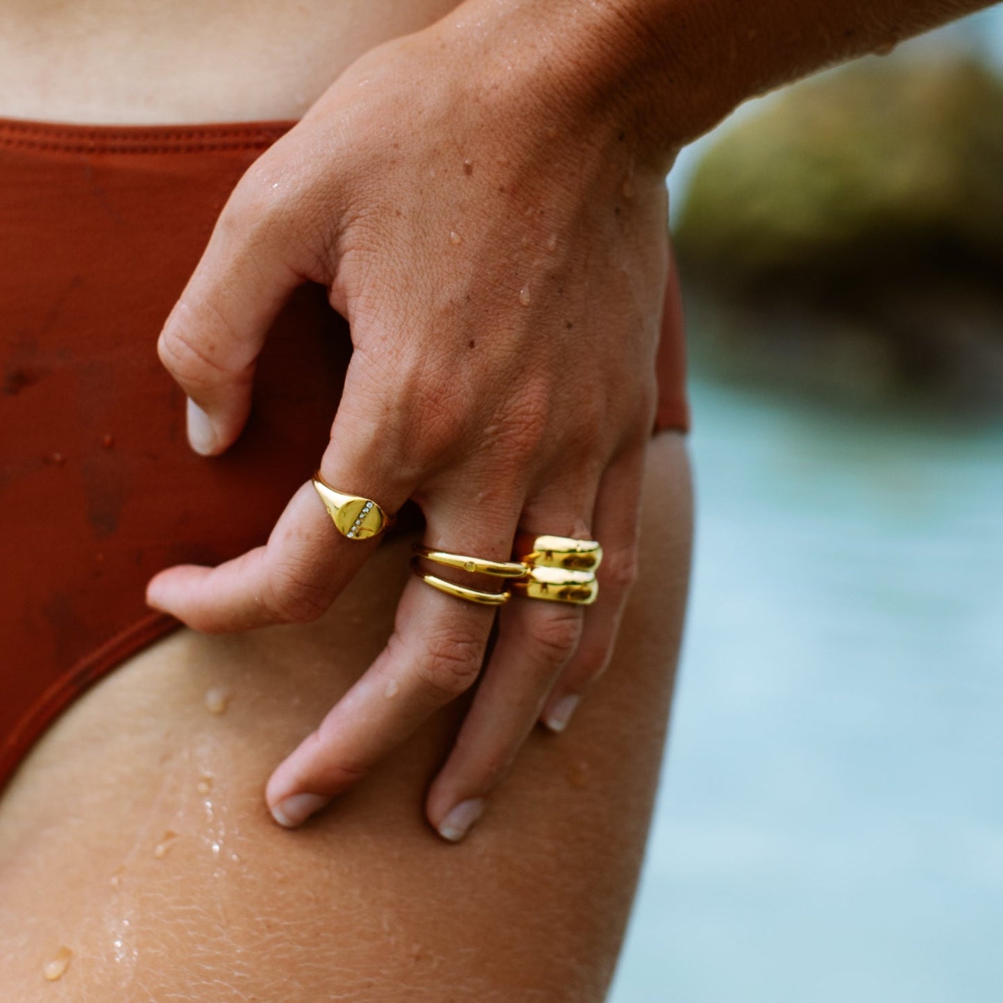 Damen Statement Ring Gold wasserdicht hypoallergen für Alltag und Freizeit