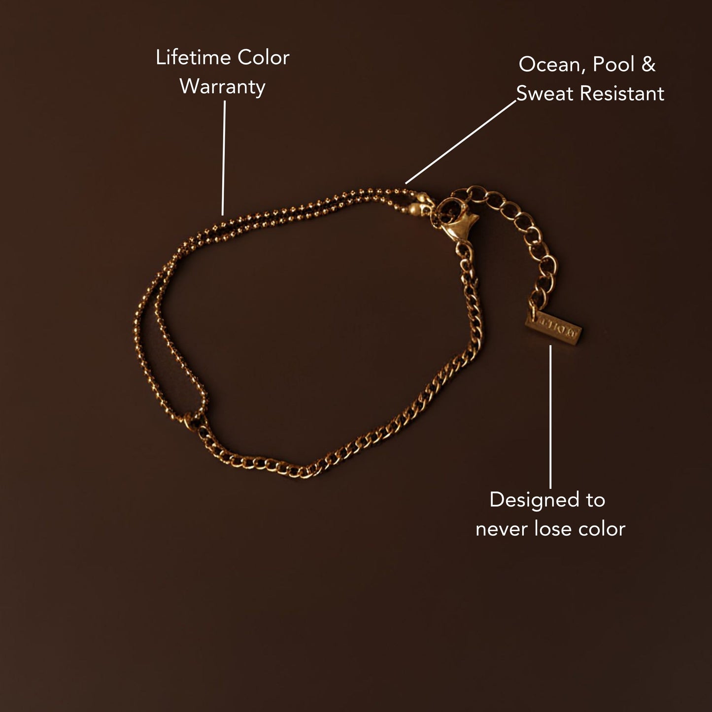 Damen Armband Gold doppellagig verstellbar wasserfest hypoallergen Edelstahl