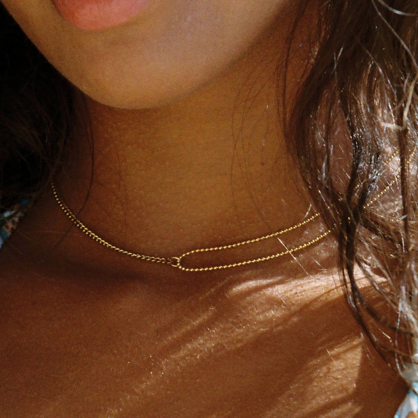 Damen Choker Halskette Gold Gliederkette verstellbar wasserdicht hypoallergen