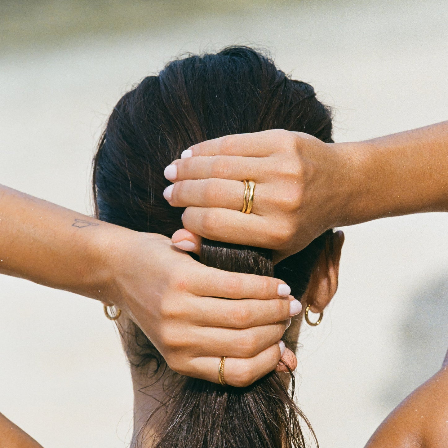 Damen Ring Set gold wasserfest stapelbar 2-teilig hypoallergen