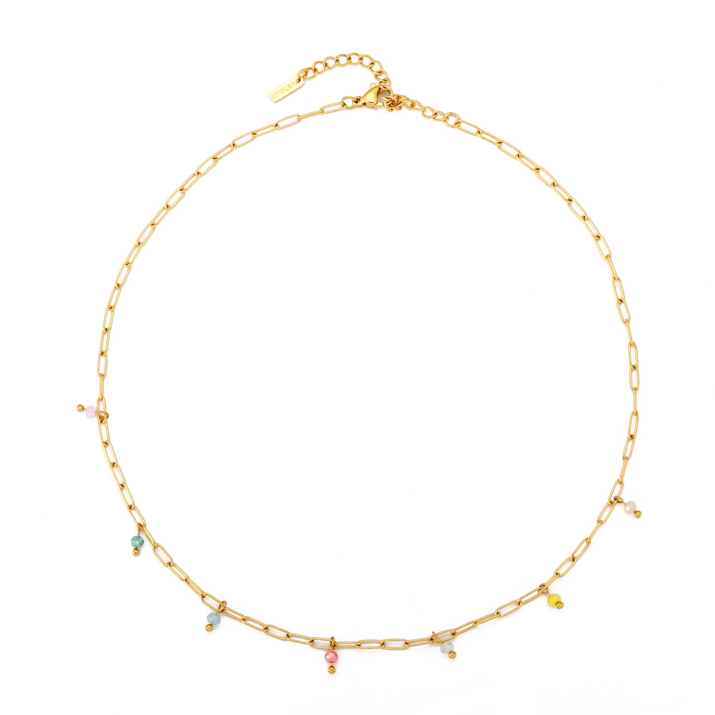 Damen Choker Gold mit bunten Anhängern wasserfest Halskette verstellbar