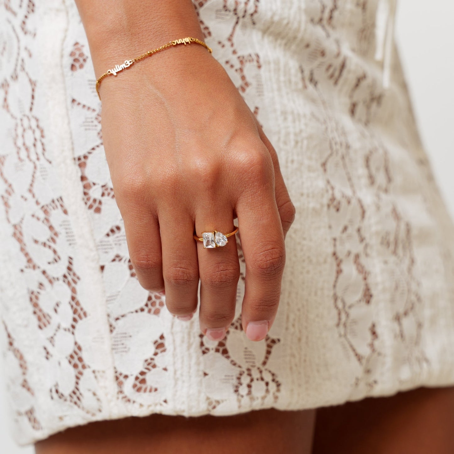 Damen personalisierter Geburtsstein Ring gold Zirkonia Edelstahl