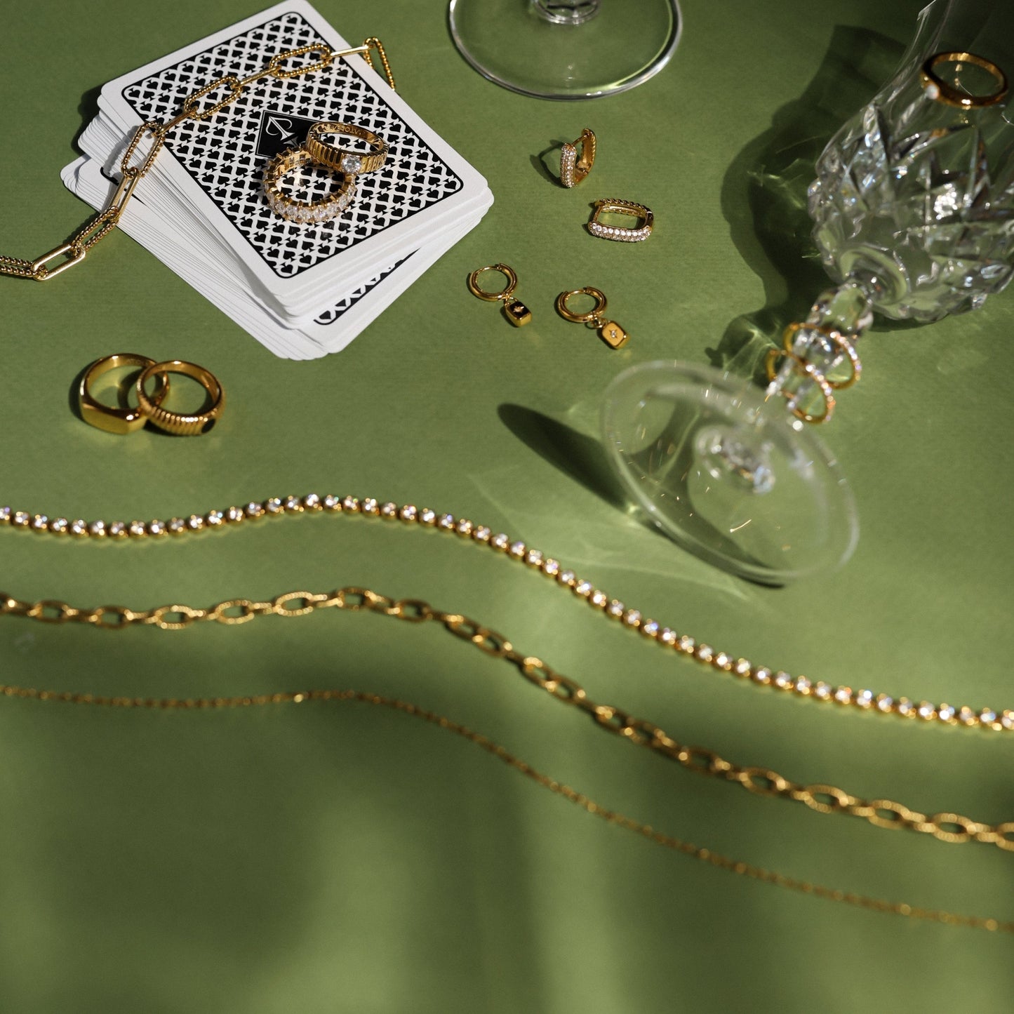 Damen Tennis Choker Gold mit Zirkon Steinen wasserfest