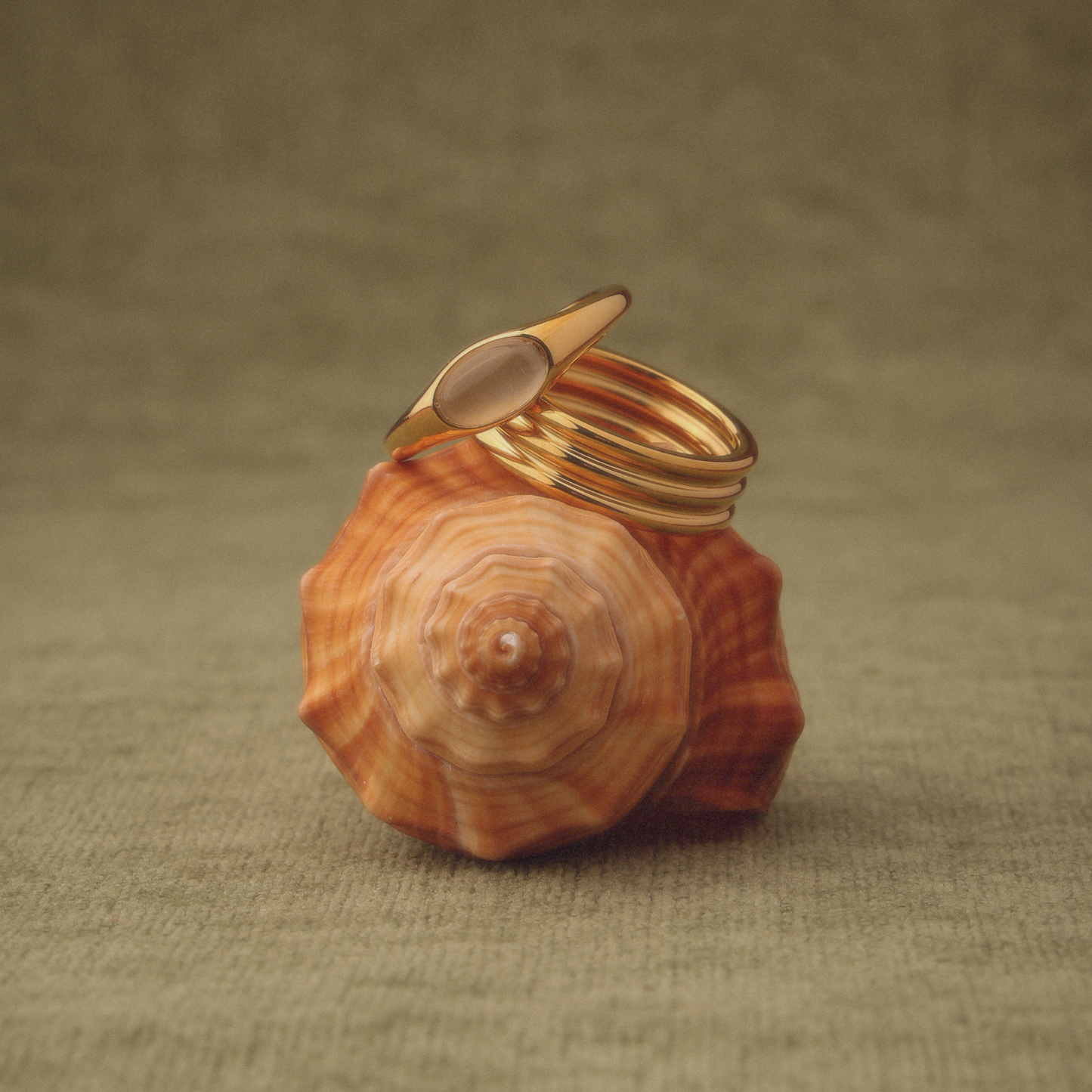Damen Ring Gold mit Mondstein, wasserdicht, hypoallergen, 6 mm