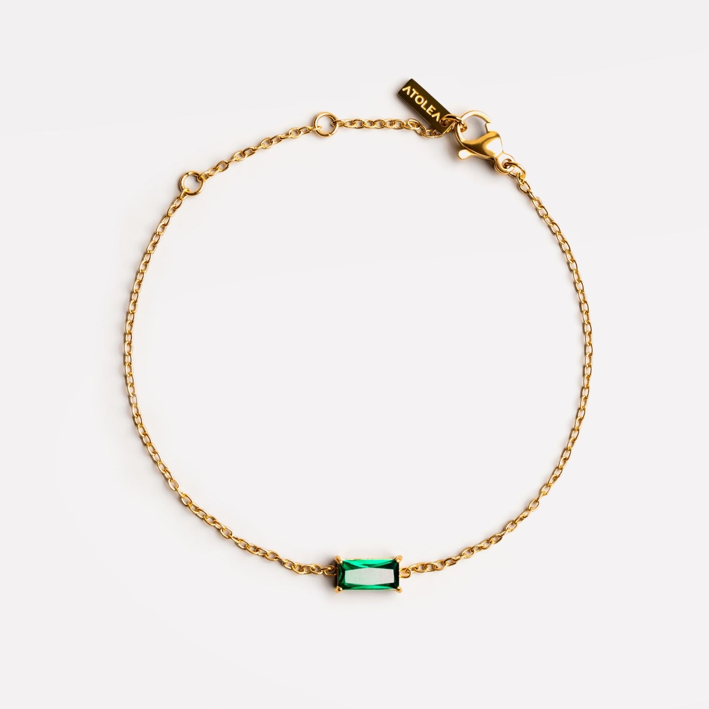Damen Armband Gold mit grünem Stein verstellbar wasserfest hypoallergen Edelstahl