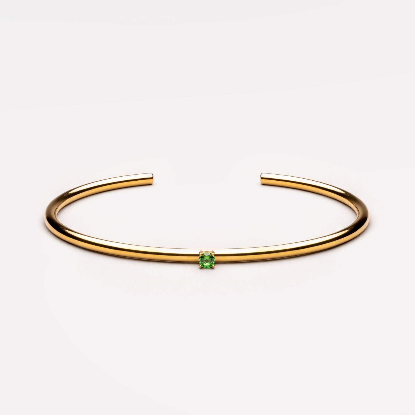 Damen Armreif Hellgrün mit Zirkonstein verstellbar wasserfest hypoallergen Gold Edelstahl