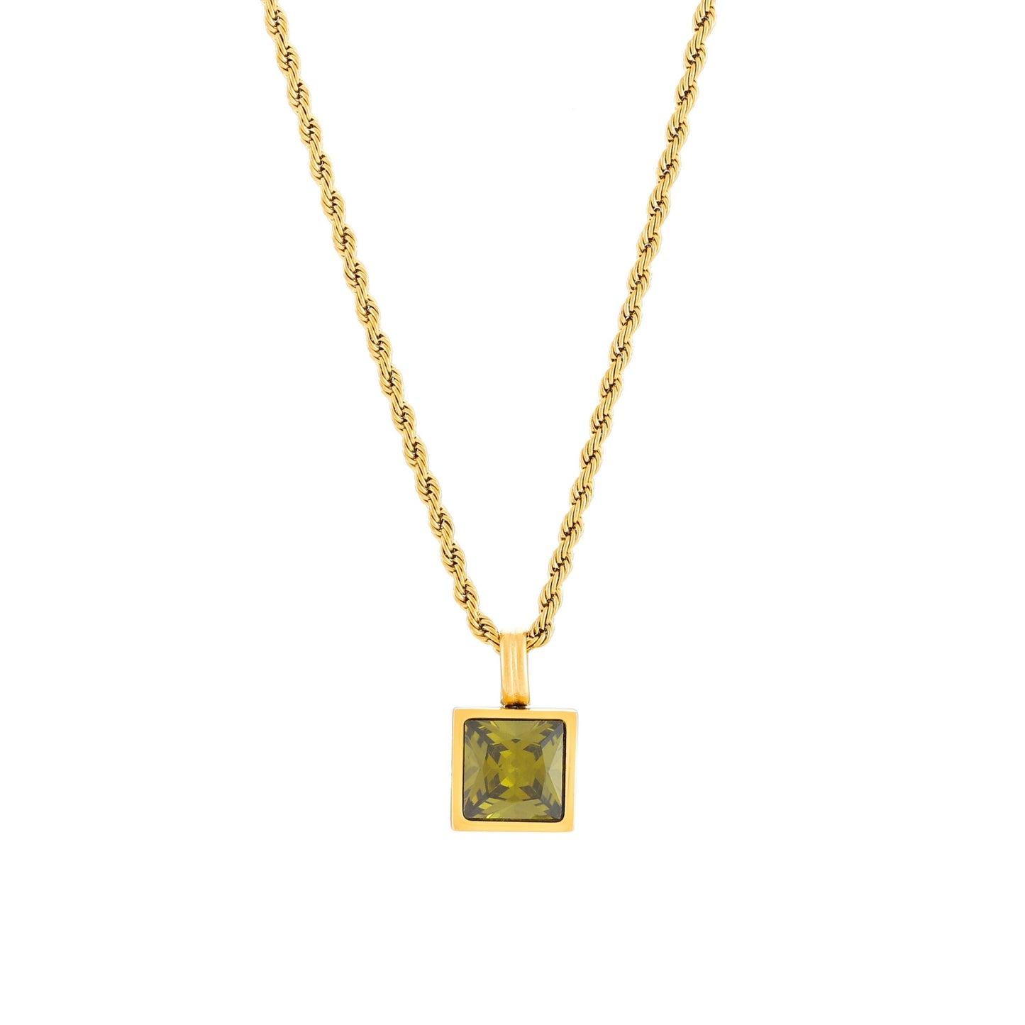 Damen Grüne Halskette Gold mit Zirkon Anhänger wasserfest Rope Chain