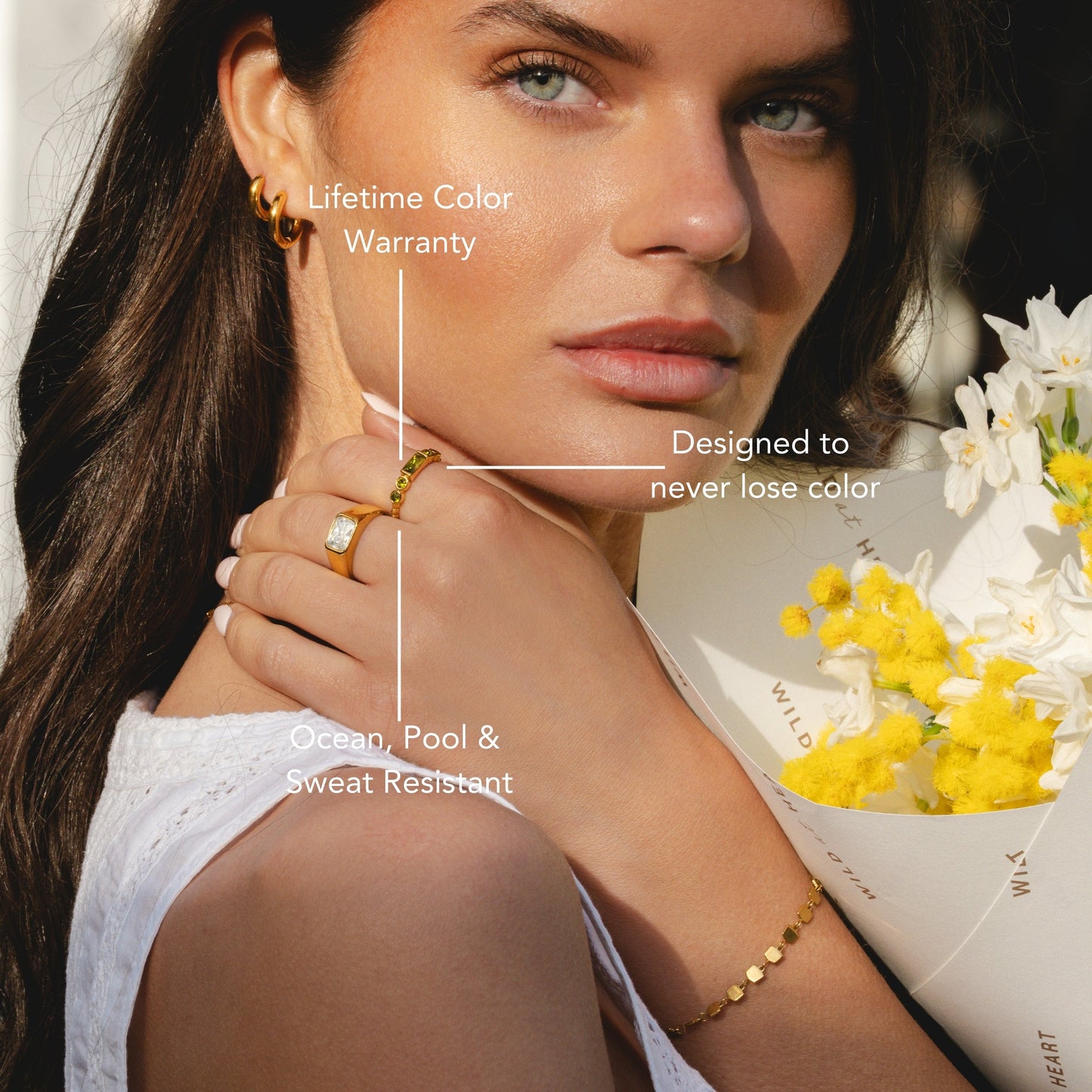 Damen Ring Olivgrün mit grünem Zirkon wasserdicht hypoallergen