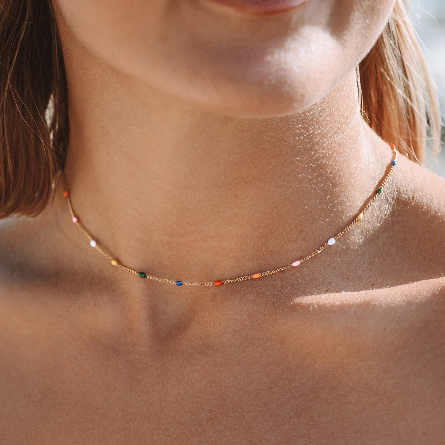 Damen Aloha Choker Bunt Gold wasserfest Halskette verstellbar