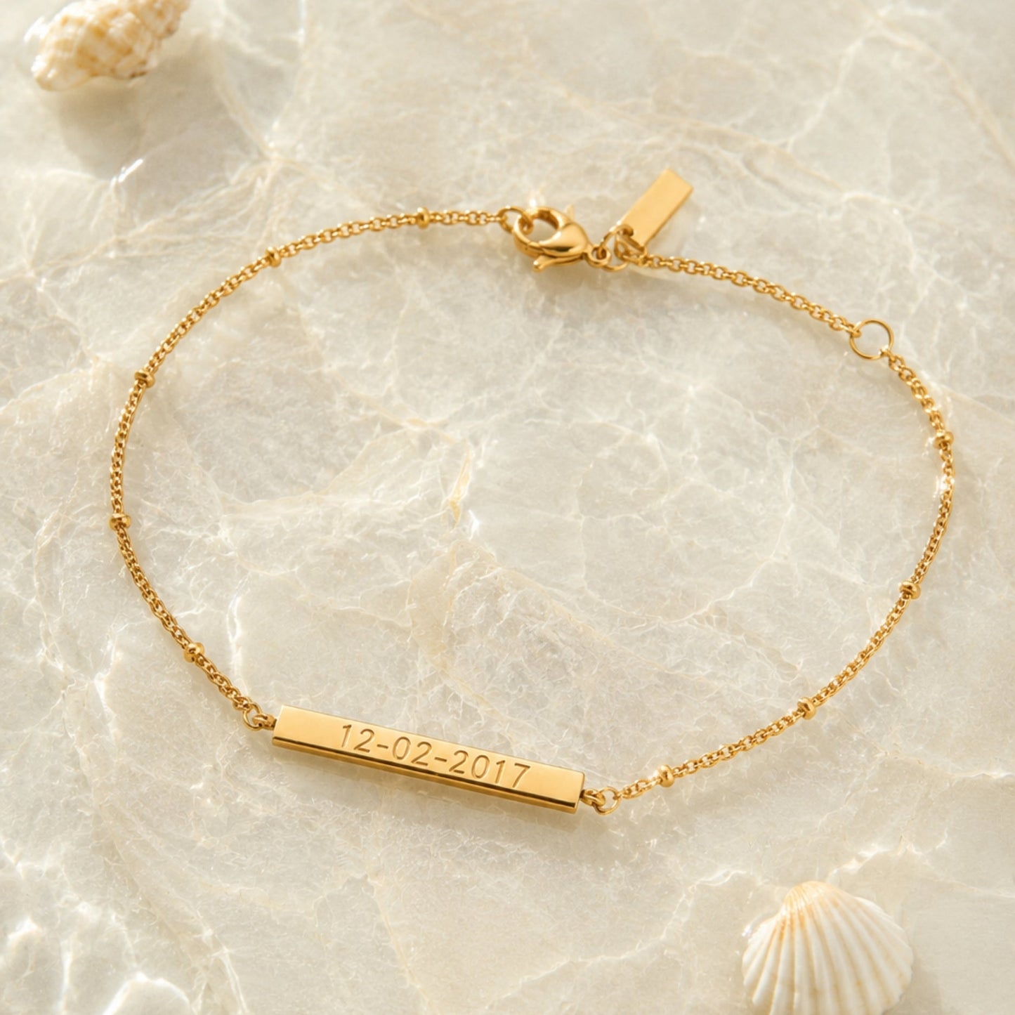 Damen Gravur Armband Gold personalisierbar wasserfest hypoallergen Edelstahl