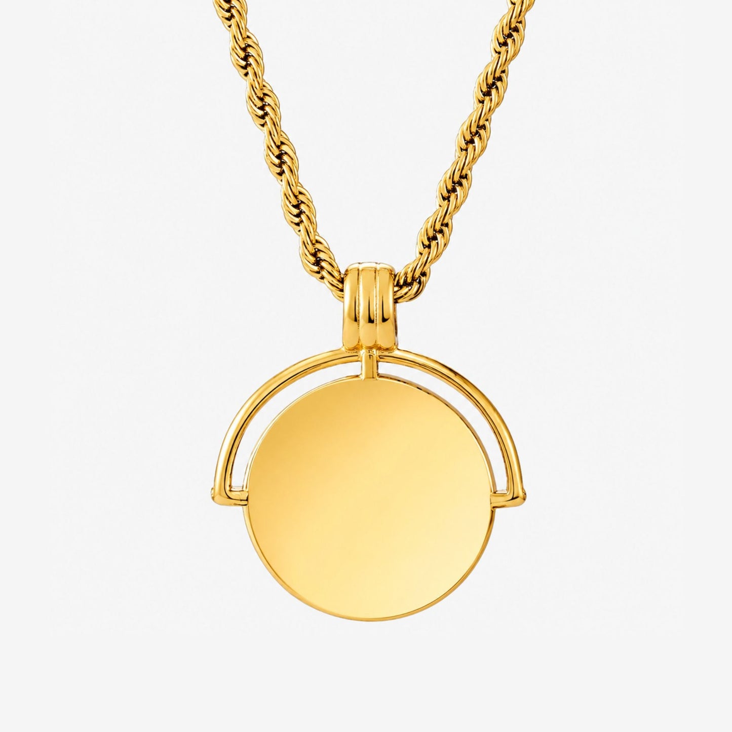 Damen Halskette Gold personalisiert mit Gravur, runder Anhänger, wasserfest