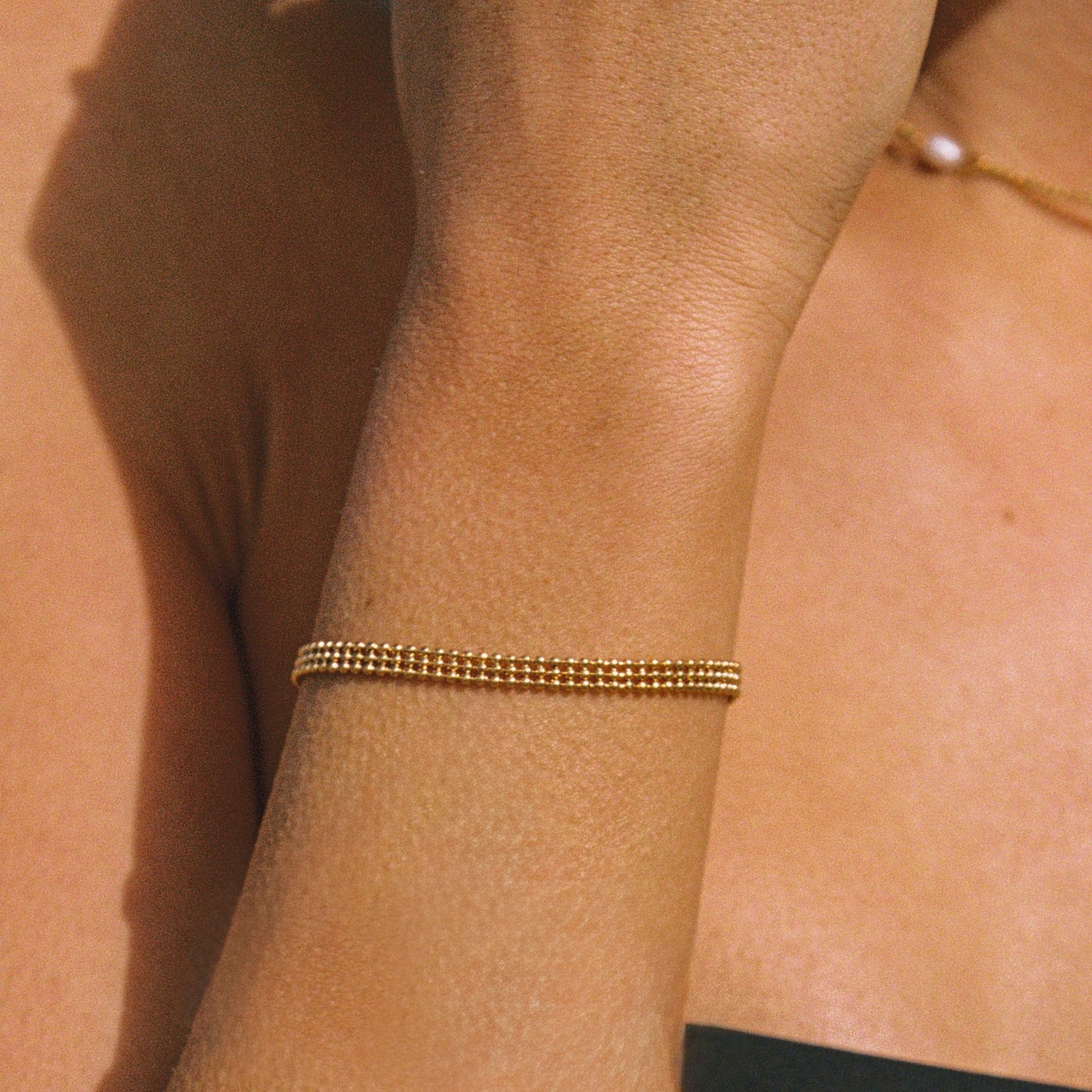 Damen Gliederarmband Gold verstellbar wasserfest hypoallergen Edelstahl 4,4 mm