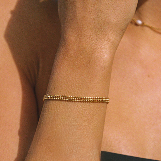 Damen Gliederarmband Gold verstellbar wasserfest hypoallergen Edelstahl 4,4 mm