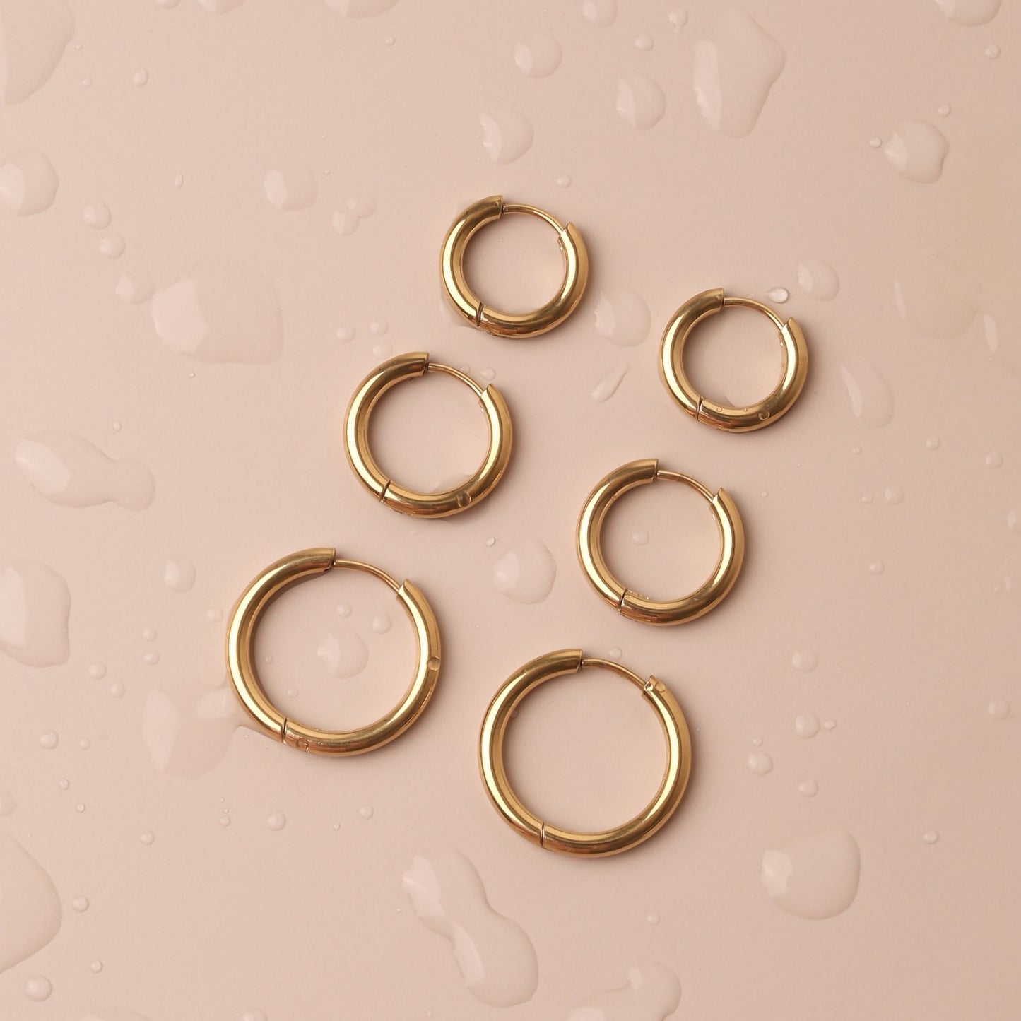 Damen Creolen Set gold Edelstahl 3 Größen wasserfest hypoallergen
