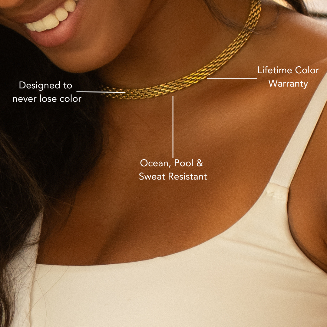 Damen Choker Halskette Gold geflochtene Gliederkette wasserdicht hypoallergen