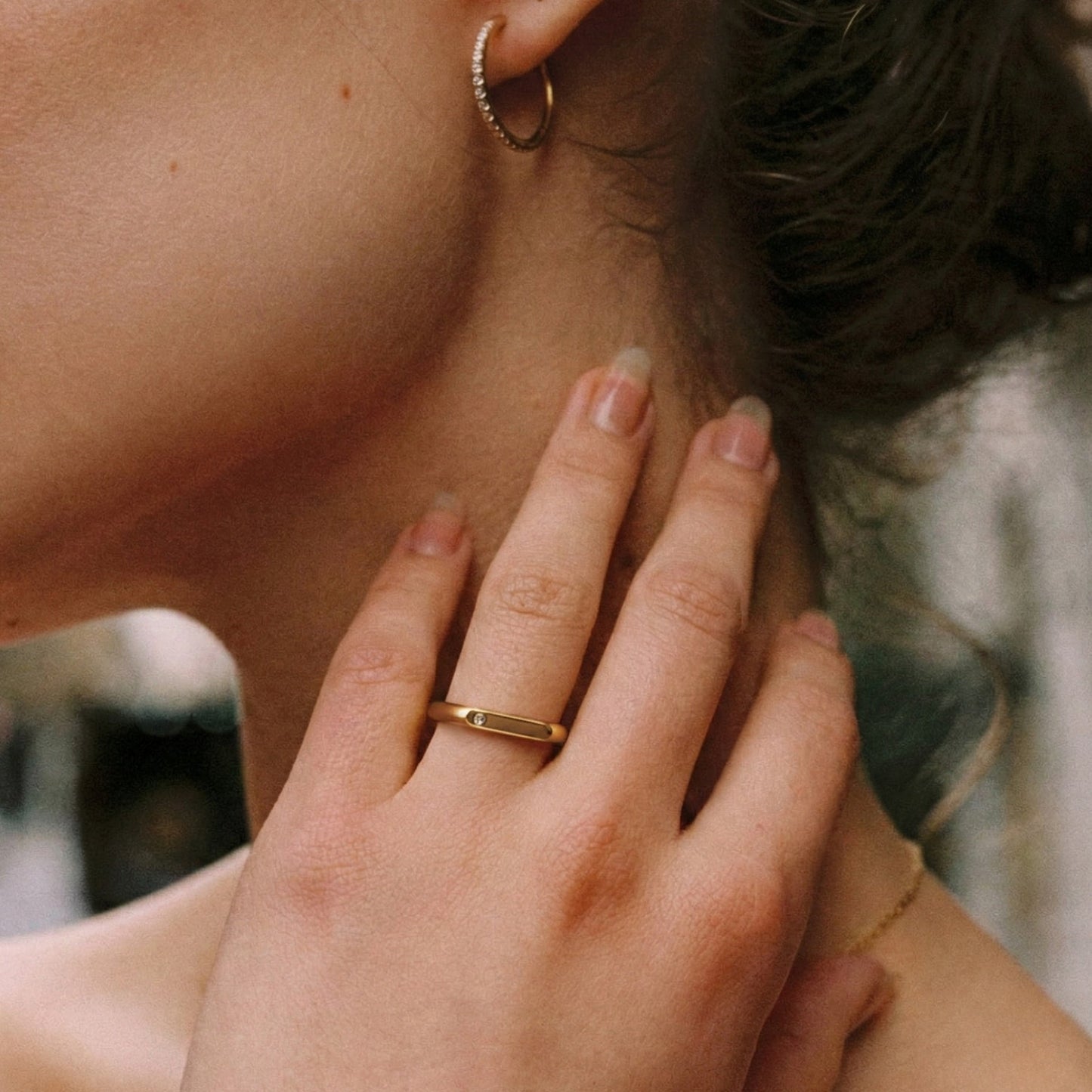 Damen Ring Gold mit weißem Zirkon, wasserfest, hypoallergen