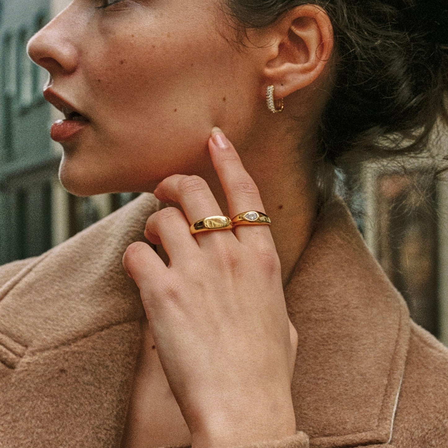 Damen Ring Set Gold wasserfest mit Zirkonen, hypoallergen