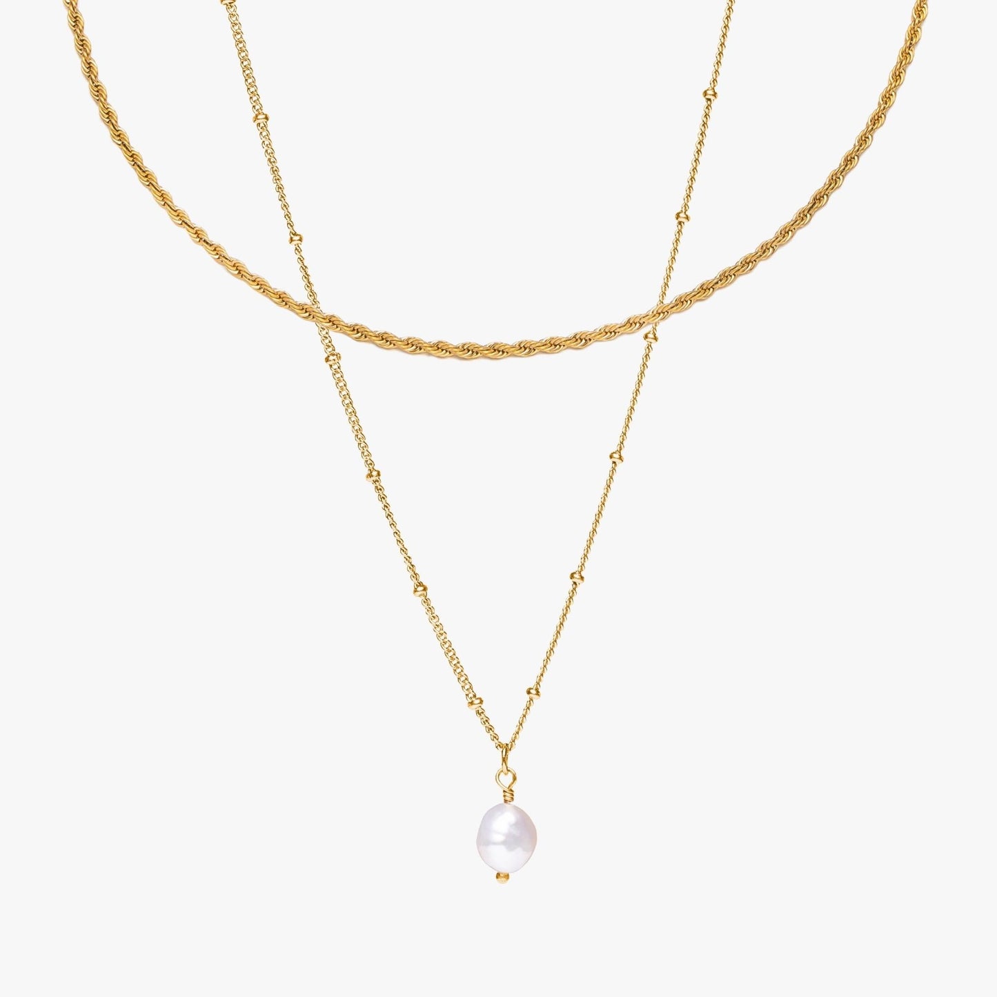 Damen Schmuckset Gold Halskette Choker Barockperlen Anhänger wasserfest 2-teilig