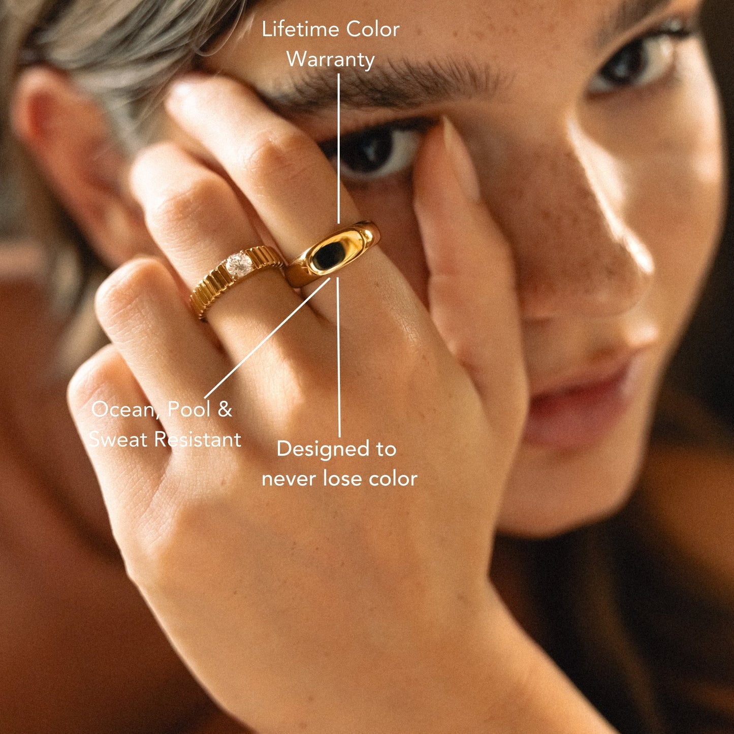 Damen Siegelring Gold schlicht wasserfest hypoallergen