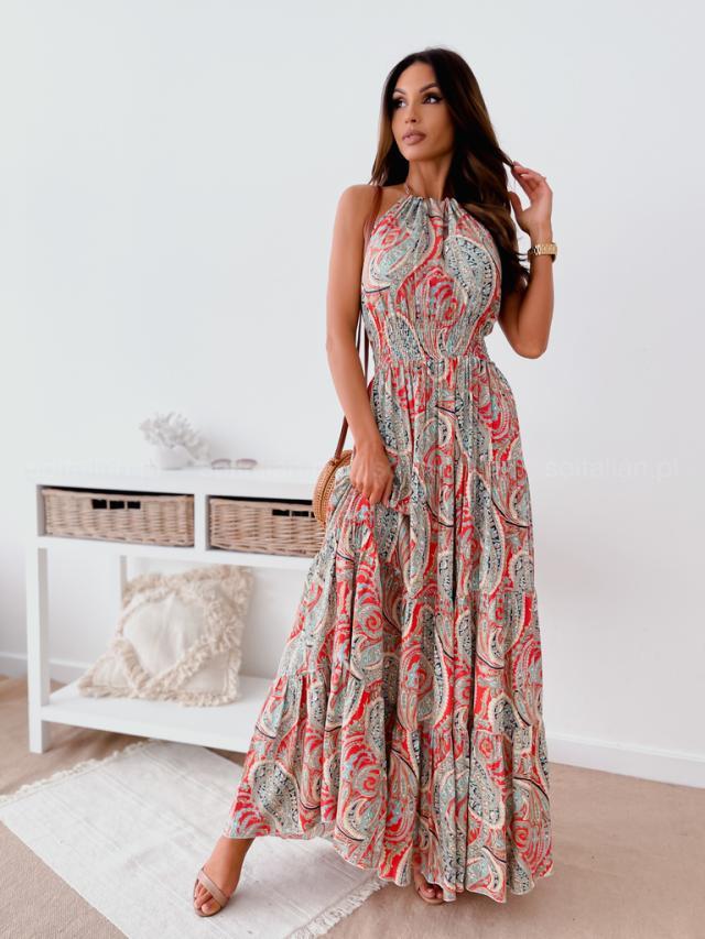 Rückenfreies Kleid mit Blumendruck