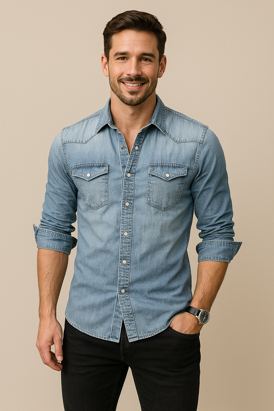 HERBERGER | Herren Jeanshemd mit Brusttaschen für Sommer und Alltag