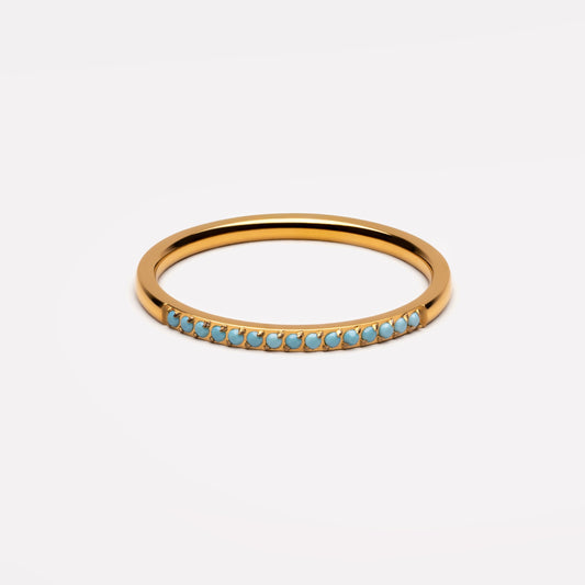 Damen Ring Türkis Gold schmal wasserfest hypoallergen
