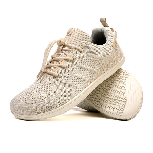 Barfußsneaker sportlich, leichte Sneaker mit atmungsaktiver Webstruktur und Anziehhilfe an der Ferse