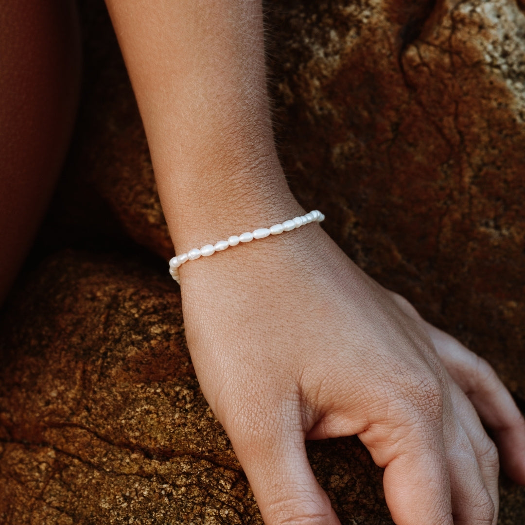 Damen Perlenarmband gold Süßwasserperlen Edelstahl wasserfest
