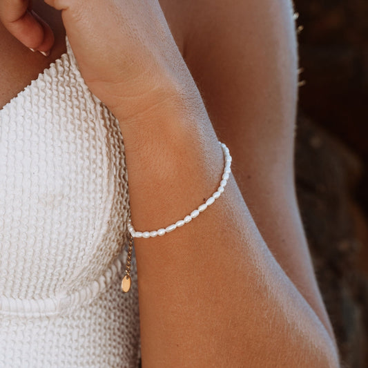 Damen Perlenarmband gold Süßwasserperlen Edelstahl wasserfest